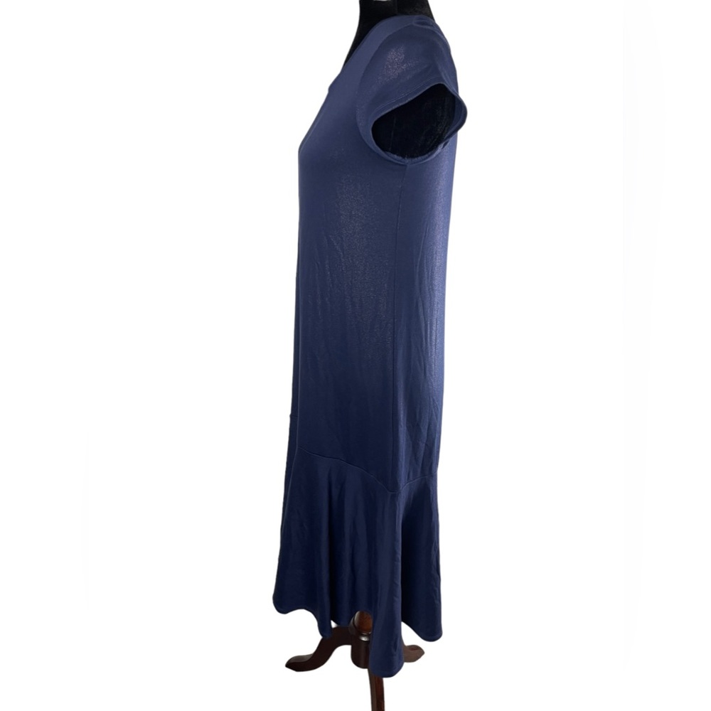 Anthropologie Maeve Ismene midi dress Navy Shimmer w/ Cap Sleeves - Picture 9 of 13